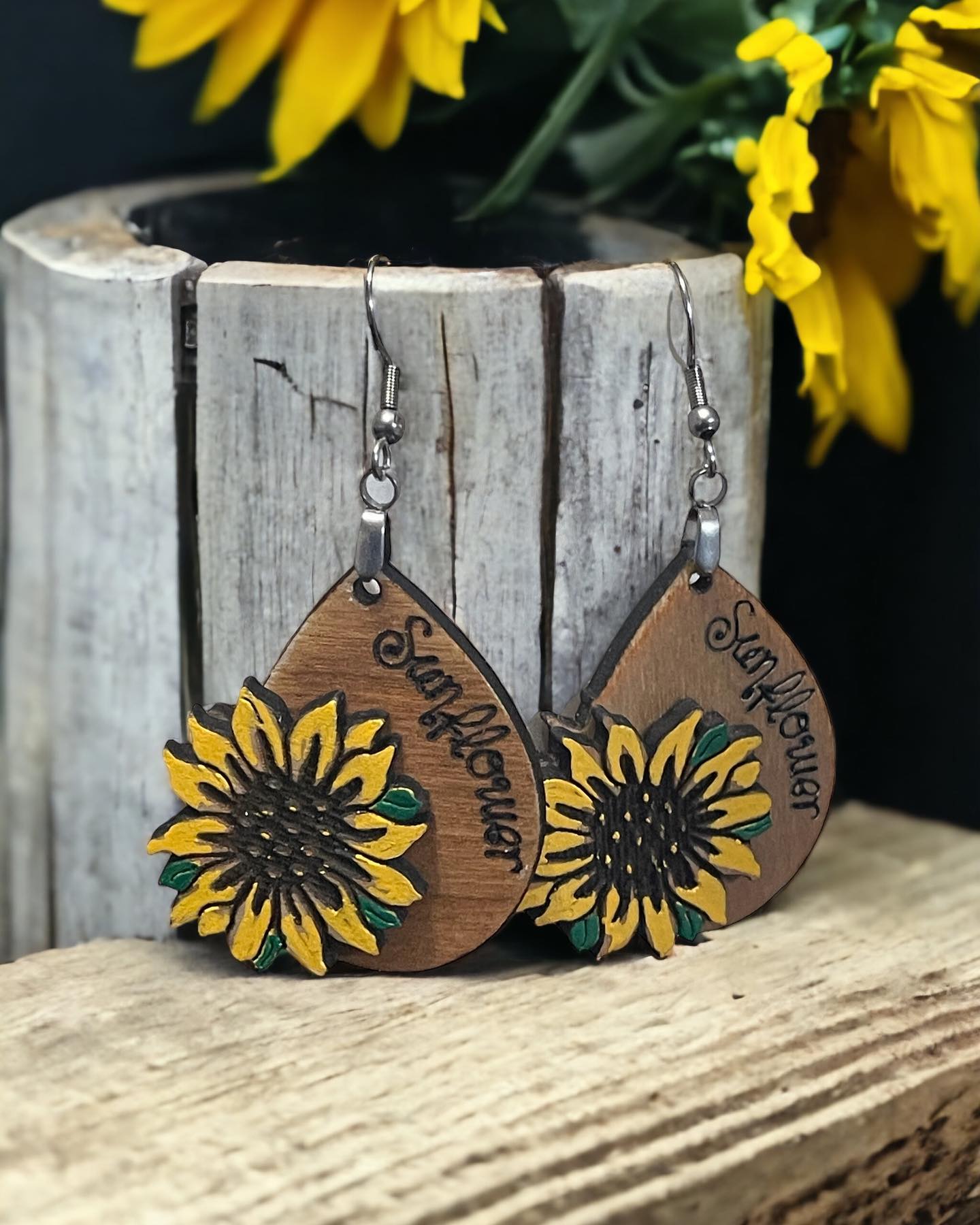 Sunflower layered earrings