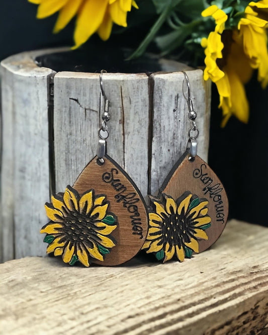 Sunflower layered earrings