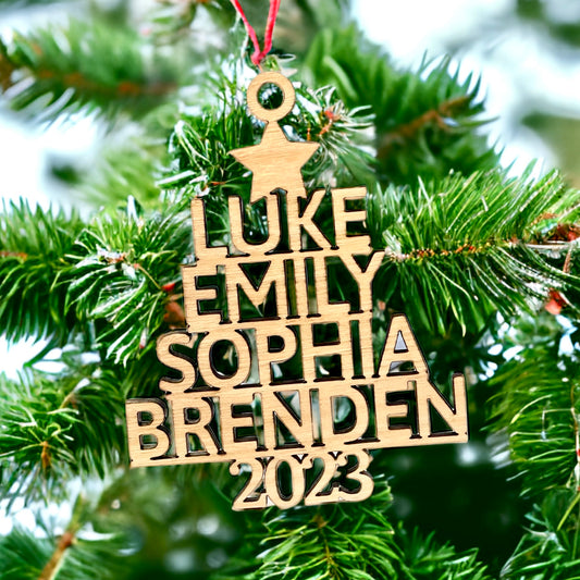 Family Name Tree Ornament - Personalized